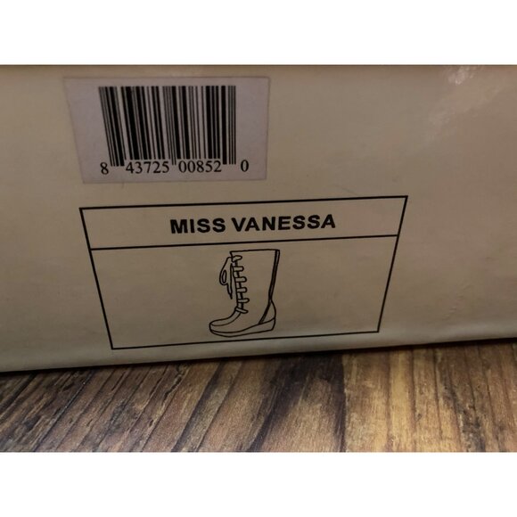 Michael Kors Miss Vanessa Brown Lace-Up Suede Wedge Boots Size 1M New In Box - Picture 3 of 7